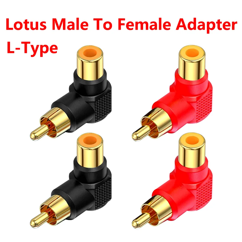 

5/20/100PCS 90 Degree RCA Right Angle Connector Plug Adapters Male To Female M/F 90 Degree Elbow Audio Adapter Black Red