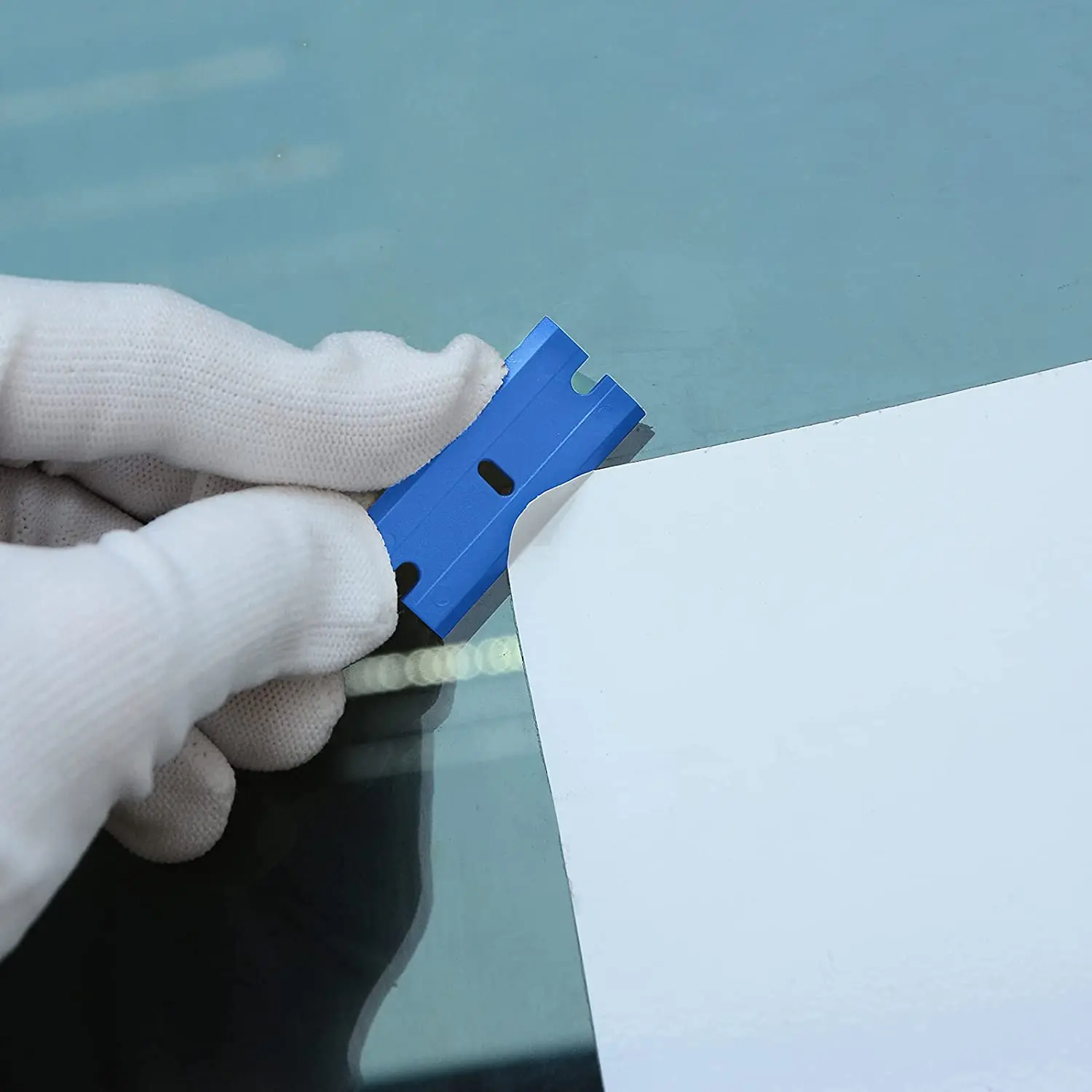 50pcs 100pcs Plastic Razor Blade Scraper Glass Glue Cleaner Remover Double Edge Knife Replacement Blue Car Tinting Tool