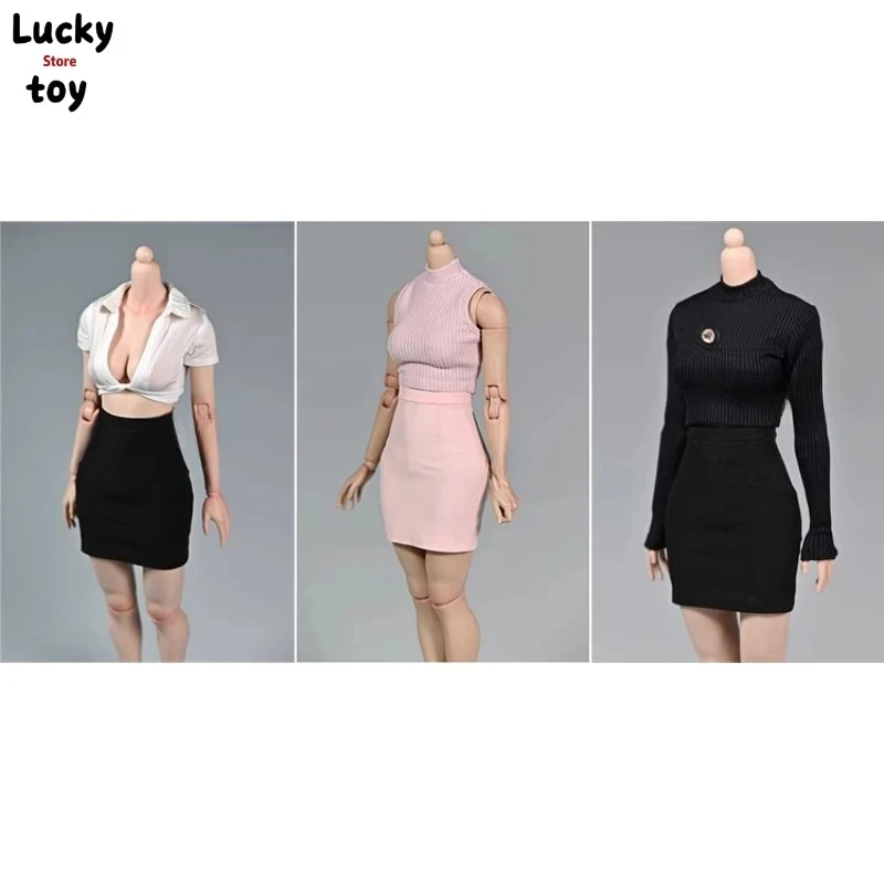 

At203 1/6 Scale Soldier Female Short Shirt Vest Long Tops Clothes Model for 12inch Body Doll Action Toys Figures