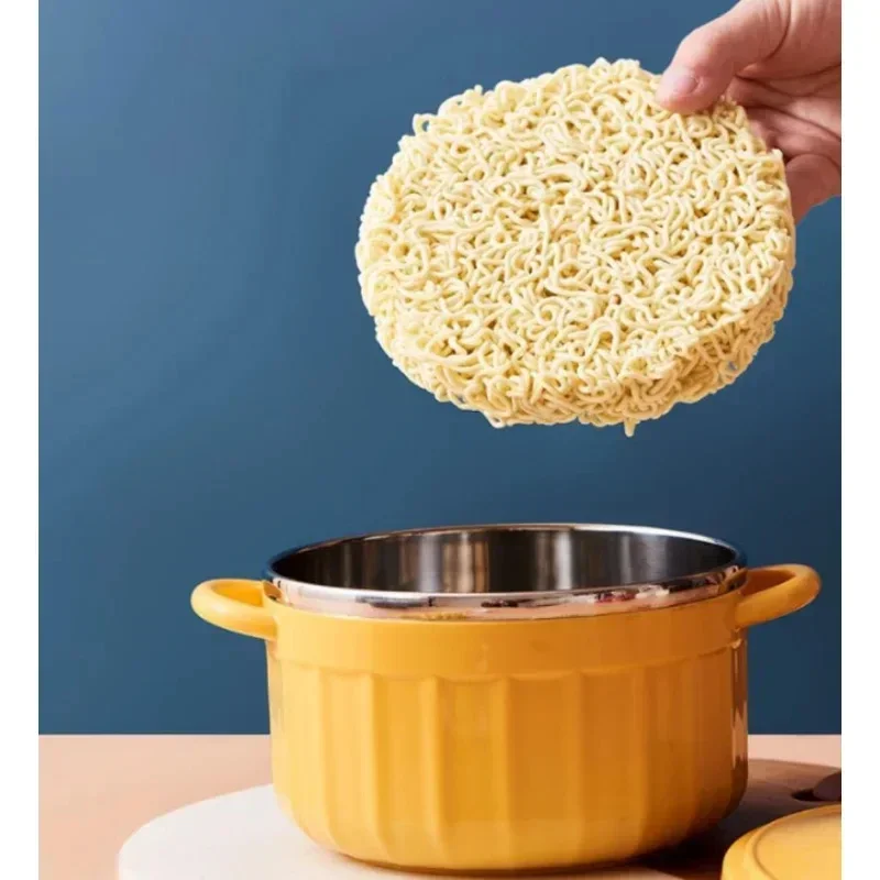 Blue Stainless Steel Insulated Instant Noodle Bowl Portable Student Dorm Rice Lunch Bowl Kitchen Daily Accessories