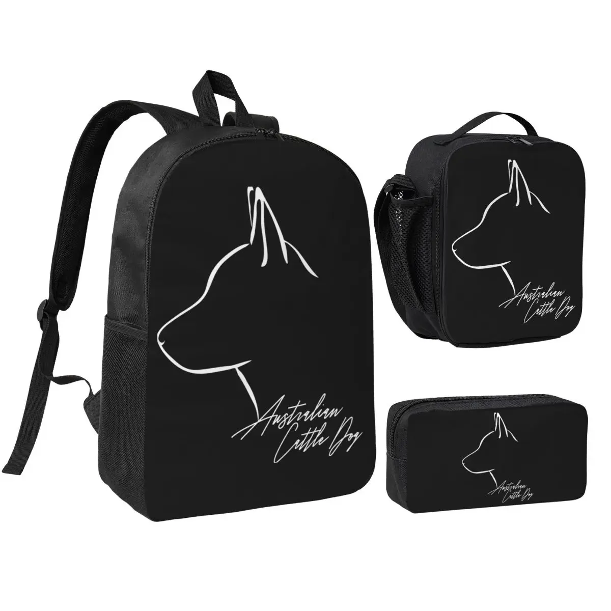 Mochila Australian Cattle Dog Dog Mom Dogs, mochila escolar, bolsa de ombro para computador, 3 peças, bolsa térmica para almoço, estojo de lápis
