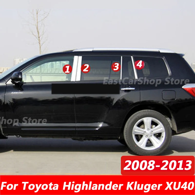 

Для Toyota Highlander Kluger XU40 2008-2013, автомобильная хромированная колонка из нержавеющей стали, средняя колонка, отделка окна B C