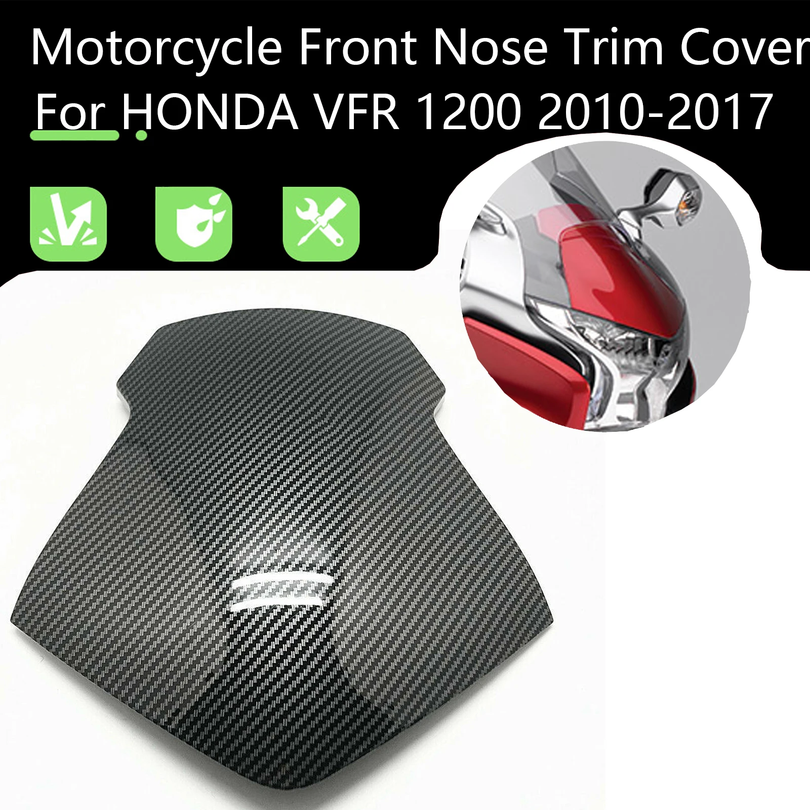 For HONDA VFR 1200 2010 2011 2012 2013 2014 2015 2016 2017 Motorcycle Part Middle Front Nose Trim Cover Fairing ABS Carbon Fiber