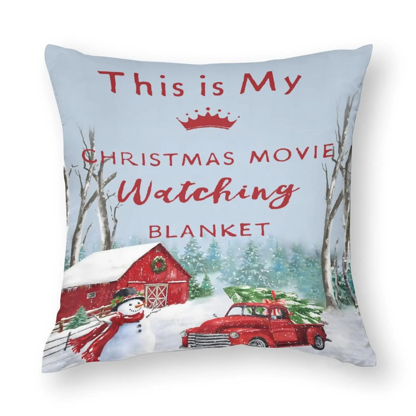 Merry Christmas Throw Pillow Covers 18x18 Inch  Xmas Trees Truck Buffalo Plaid Believe Farmhouse  polyester one-sided printing