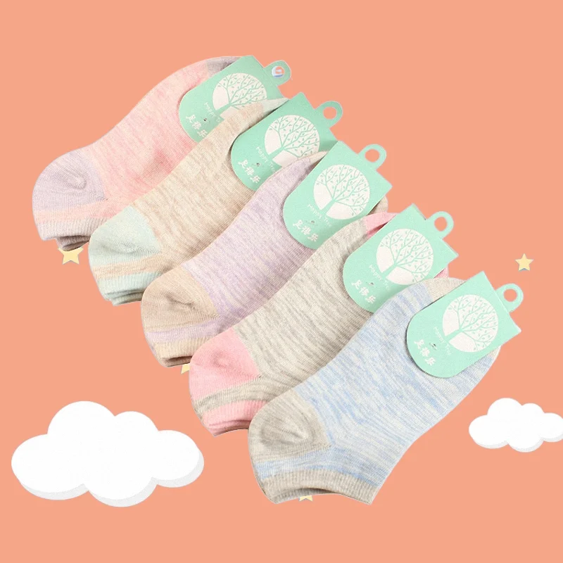 

5/10 Pairs New Fashion Plain Color Fresh Pure Color Women's Boat Socks Comfortable Breathable Cotton Socks Casual Short Socks