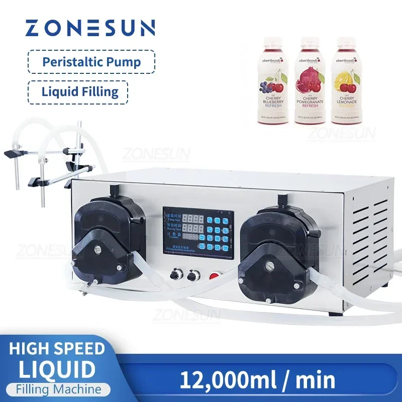 

ZONESUN ZS-YTPPR2 Peristaltic Pump Large Flow Liquid Filling Machine Low Viscous Glue Salad Oil Bottle Filler Small Business