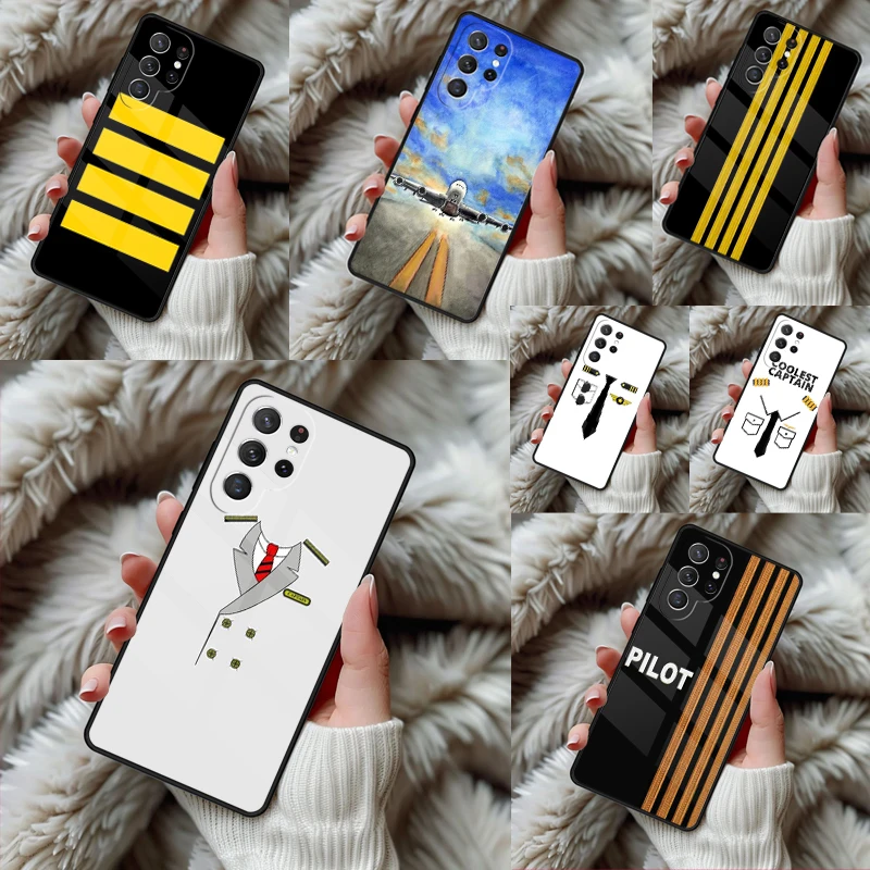 Airplane Pilot Epaulette Phone Case For Samsung Galaxy S24 S25 S26 Ultra S22 S23 Plus S21 S20 FE Note10 TPU Cover