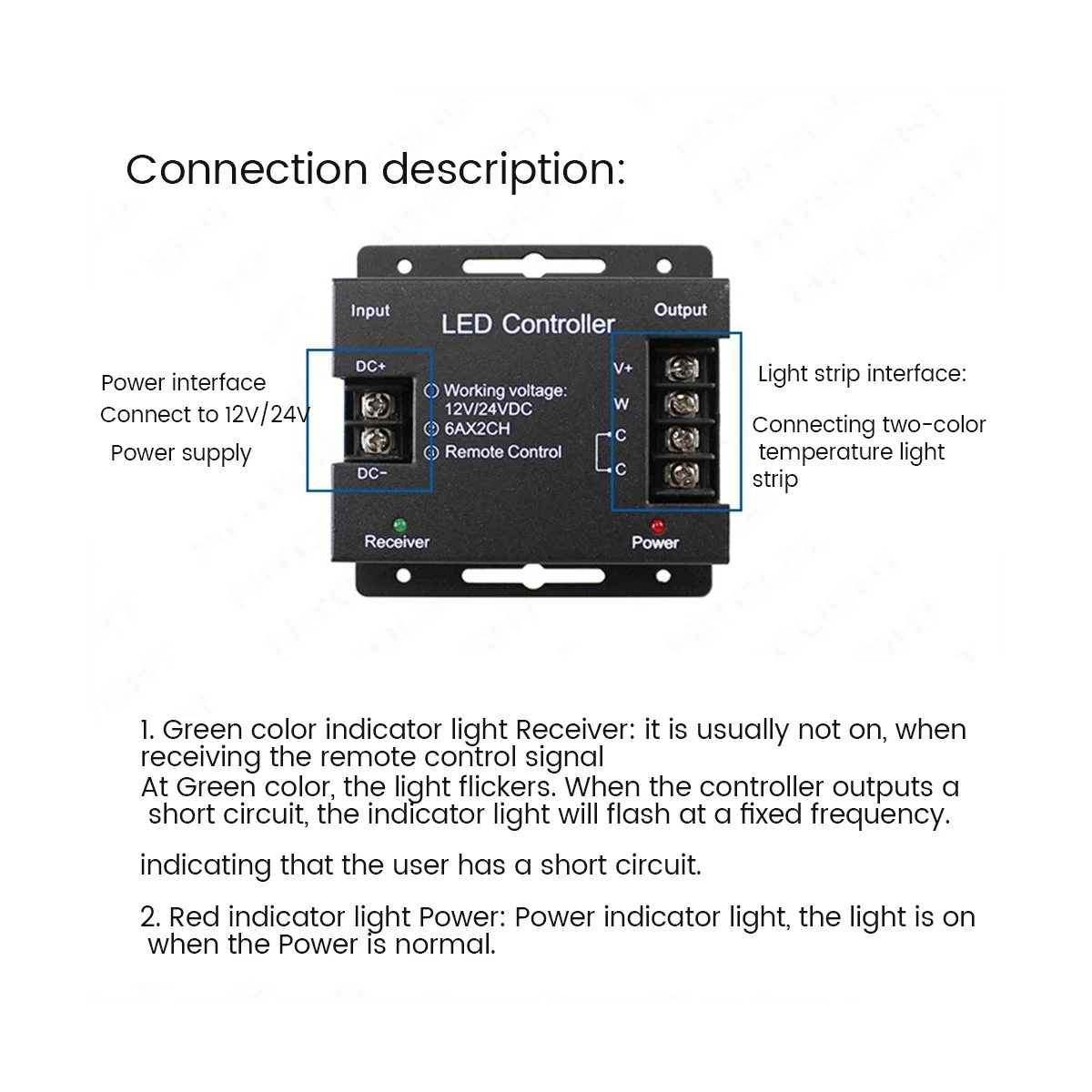 DC12-24V LED Strip Light RF Touch Remote Controller Dimmer for 5050 RGB Tape Lights Adjust Brightness