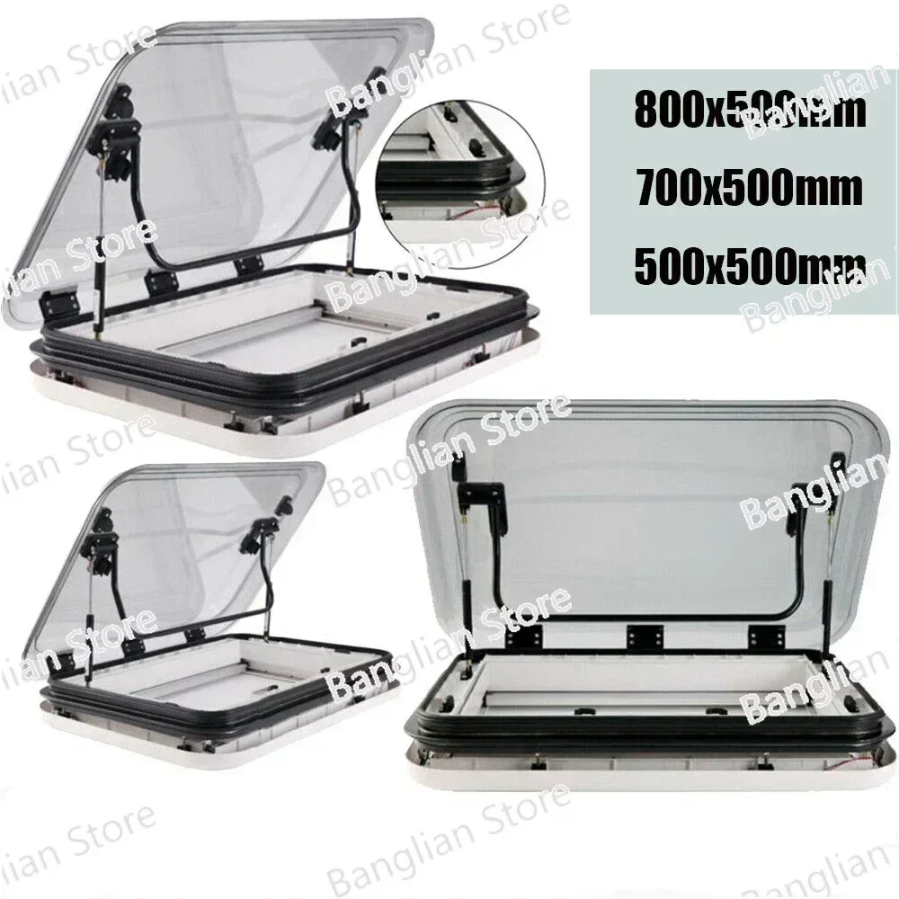 Large Caravan RV Skylight Roof Vent Hatch 3-Size with LED Light 500/700/800 X 500mm Cut Out for Camper Motorhome