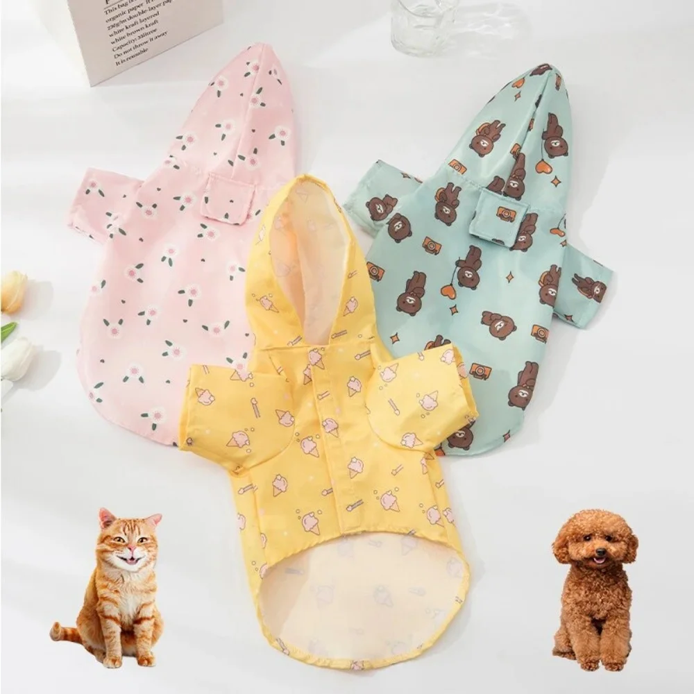 Hunderegenmantel mit Hut, wasserdichter Hund, kurzärmelig, Sommer-Outdoor-Mantel für Bichon Schnauzer und andere kleine Hunde – Detail 4