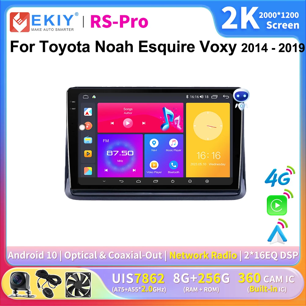 

EKIY 2K Screen CarPlay Radio For Toyota Noah Esquire Voxy 2014-2019 Android Auto 4G Car Multimedia Player Stereo Ai Voice GPS