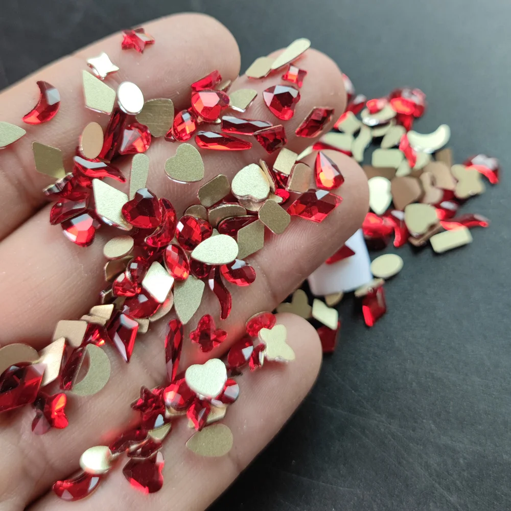 YanRuo 20 adet kristal Mix şekli Rhinestones Flatback Glitter olmayan düzeltme takı yapımı süslemeleri Nail Art tasarım aksesuarları