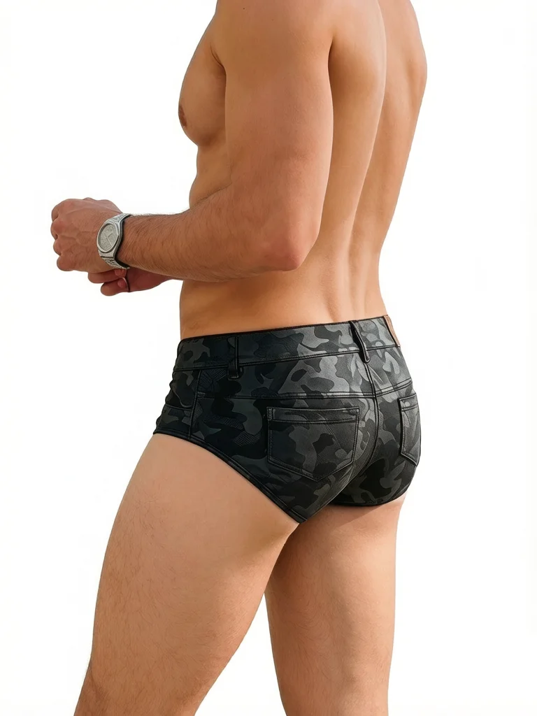 Summer Men Shorts Gym Low Waist Sexy Print Swim denim shorts Removed Pad Surfing Swimsuit Beachwear Shorts