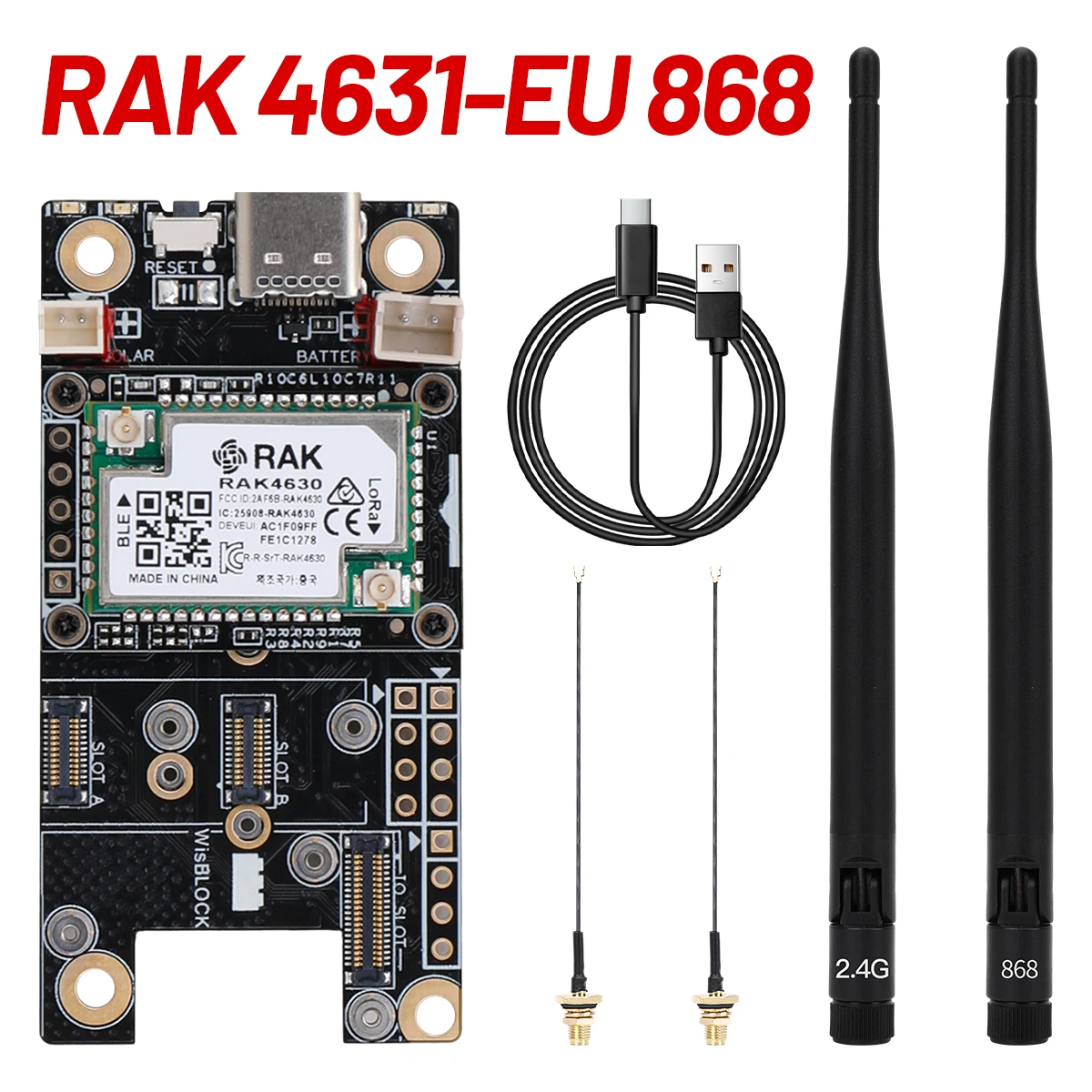 RAK4631 Meshtastic Meshcore Kit voor LoRaWAN draadloze SX1262 868MHz 915MHz LoRa module RAK19007 basisplaat met LoRa antenne