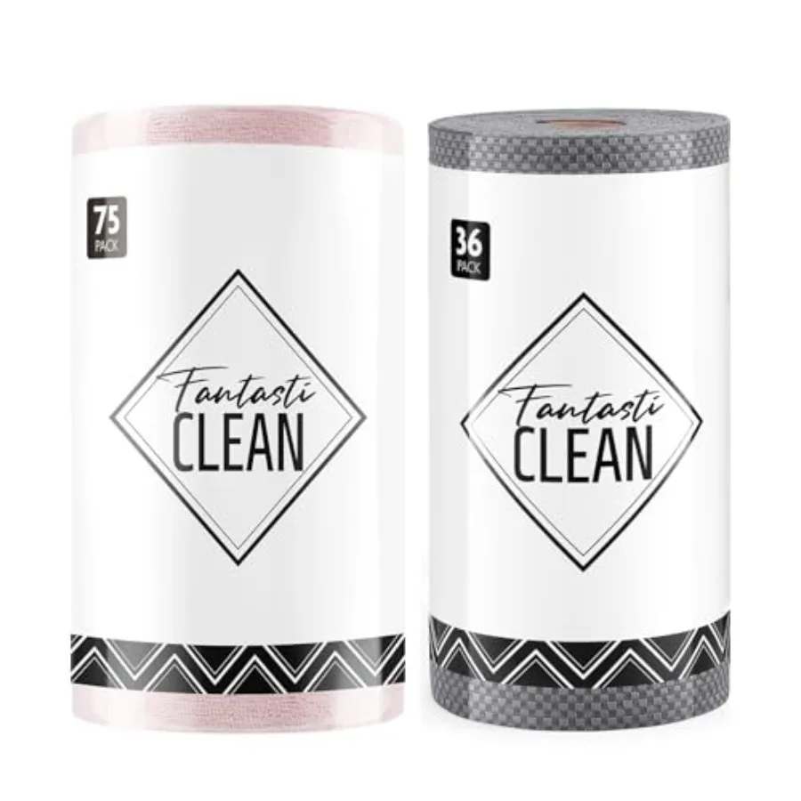 

Tear-Away Microfiber Cleaning Cloth Roll Reusable Washable Kitchen Towel and Place Mats Thick Dish Cloths