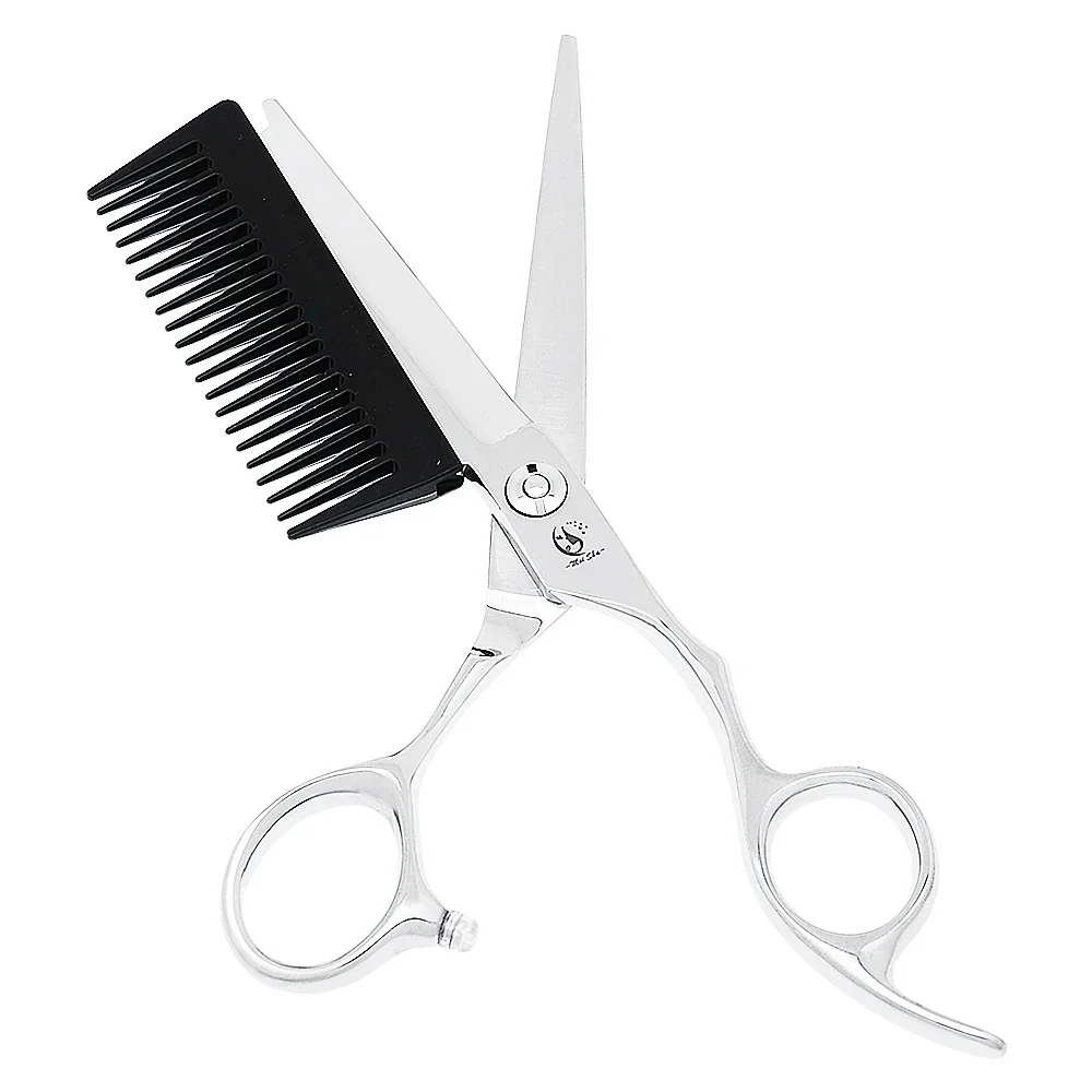 

New Professional Japan Steel 6.0'' 2 in 1 Hair Scissors with Comb Barber Hair Cutting Shears Salon Hairdressing Scissors A0196A