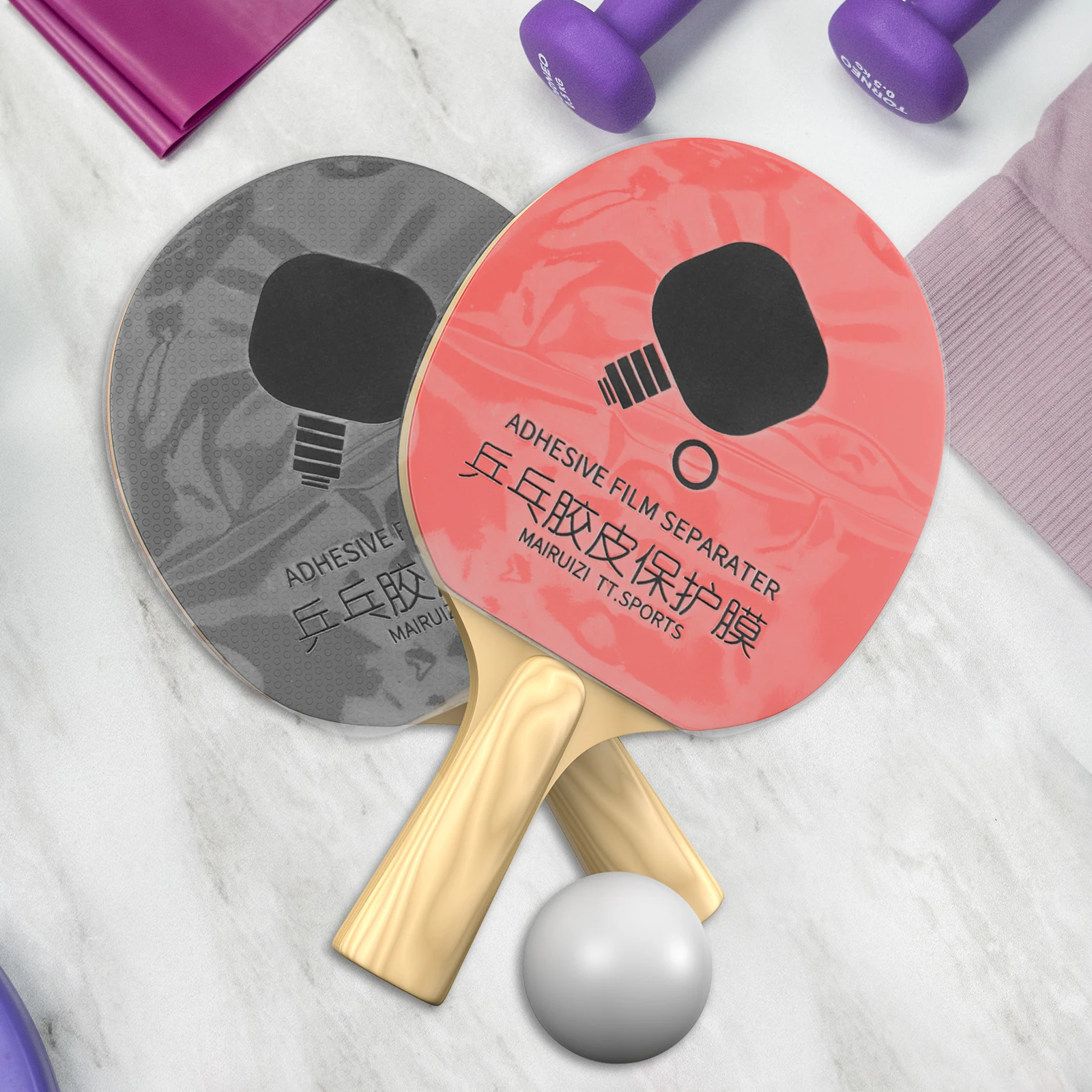 

6pcs Table Tennis Racket Protective Film Thick Double Sided Adhesive Gray Professional Durable Use Portable Accessories