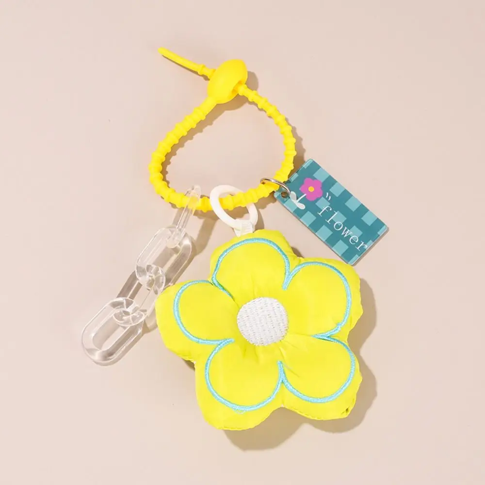 

Kawaii Dopamine Flower Bag Pendant Acrylic Chain Cloth Fresh Backpack Decoration Stuffed Bag Charms Floral Lanyard Gift