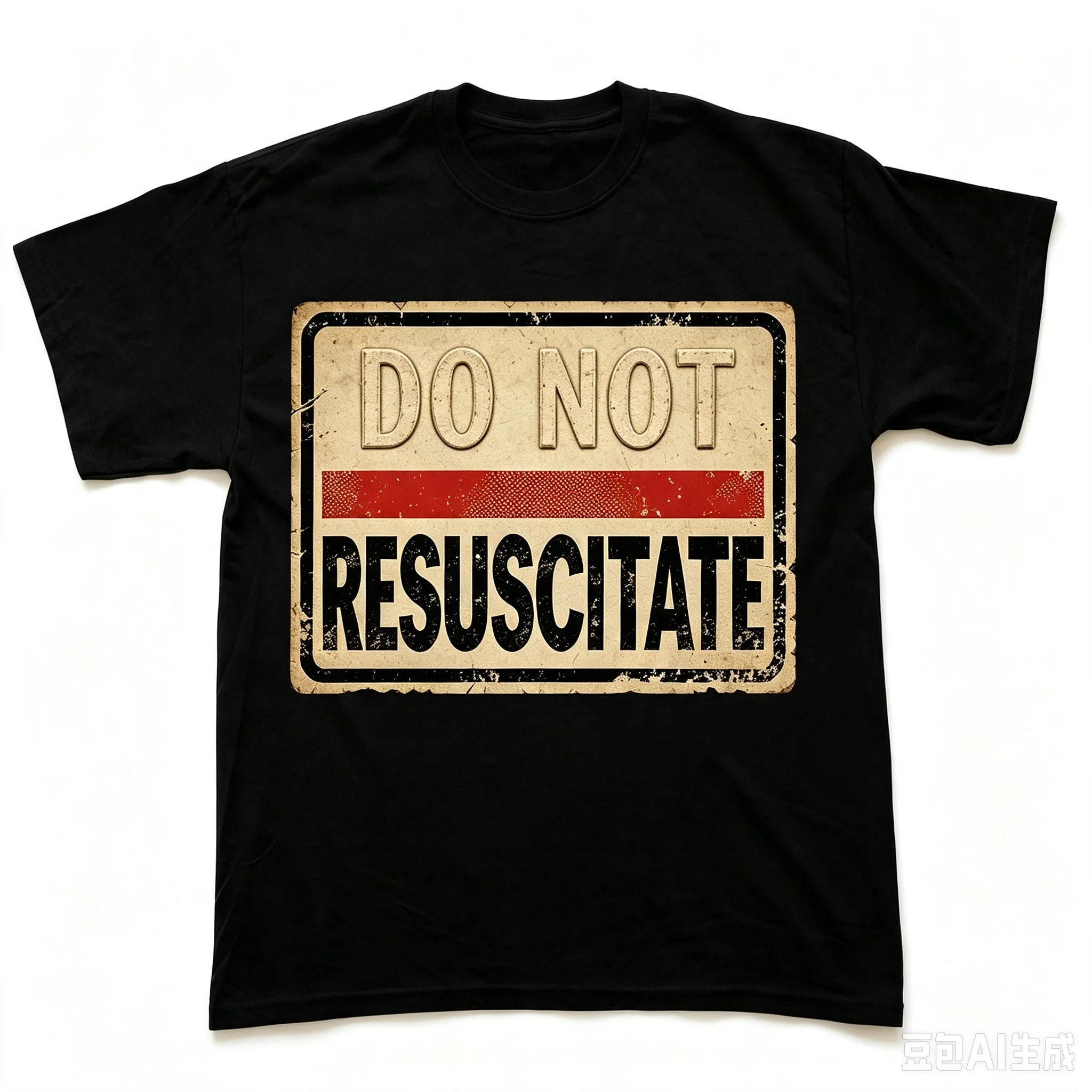 Do Not Resuscitate Vintage Warning Sign Graphic Men T‑Shirt Retro Distressed Casual Short Sleeve Tee