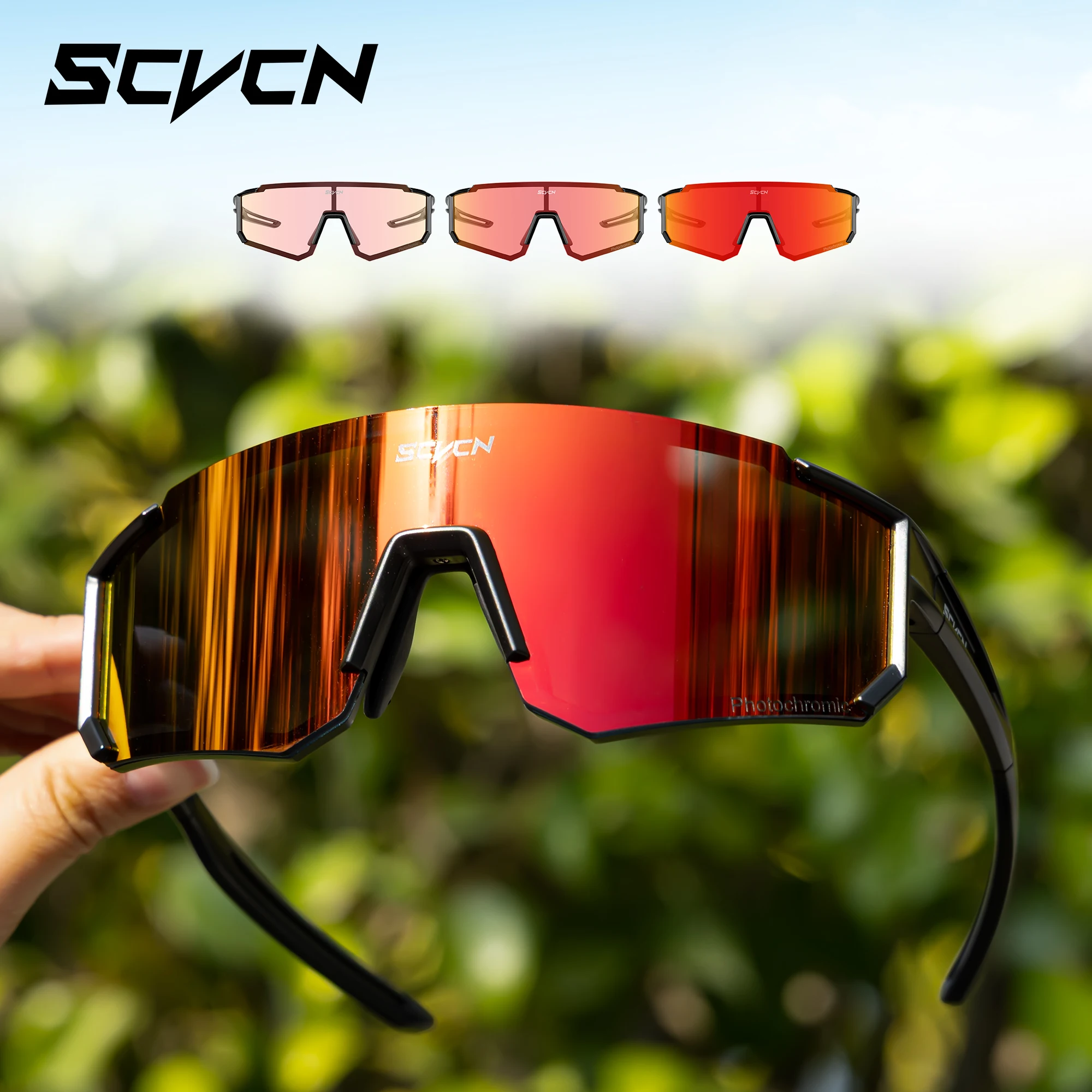 SCVCN Photochrome Polarisierte Fahrradsonnenbrille für Herren und Damen, Brille zum Autofahren, Radfahren, Golf, Fahrrad, Sonnenbrille, Wanderbrille