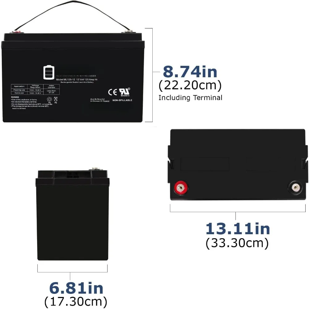 12V 125AH SLA-Batterie für Solar-/Windspeicher-Tiefzyklus-Batterien