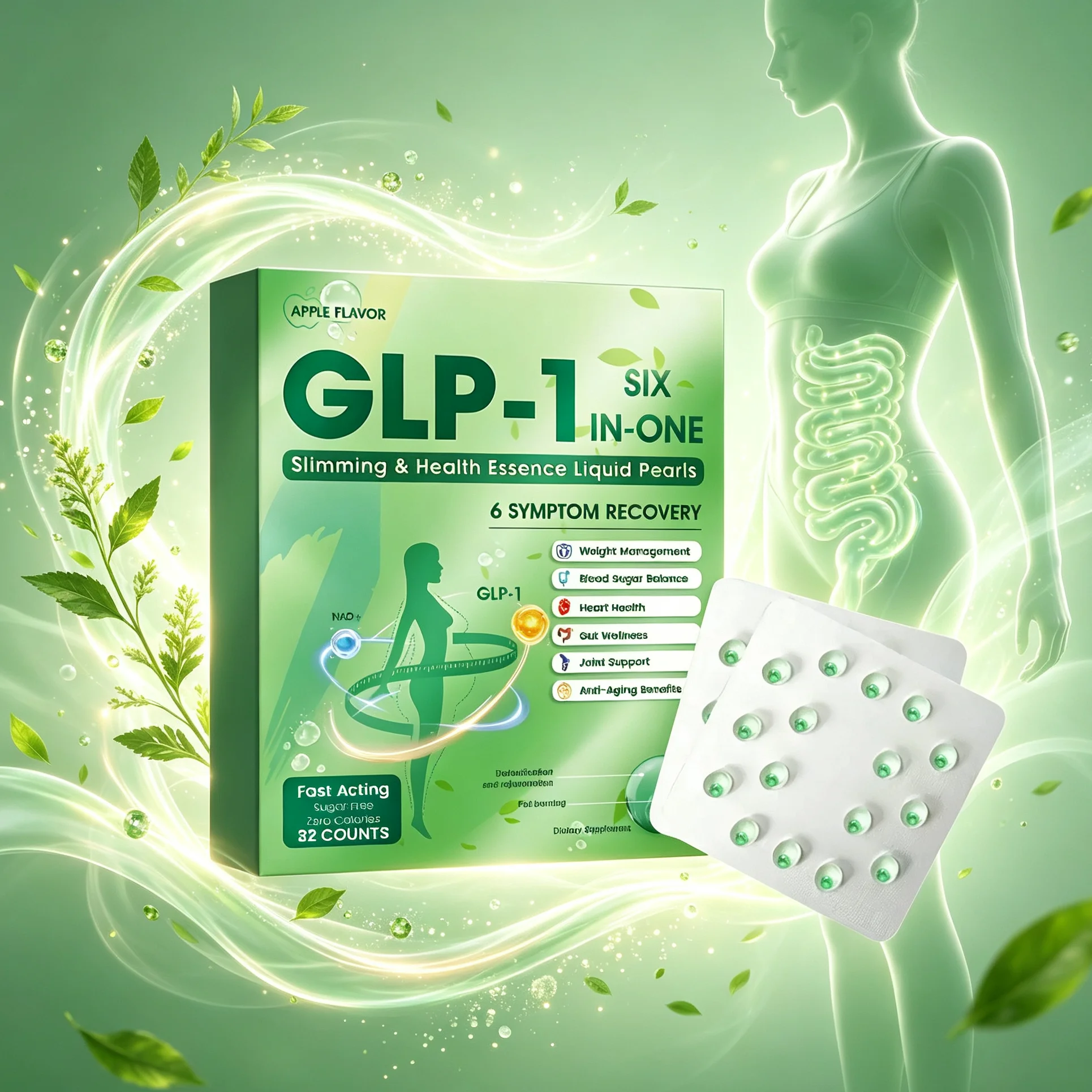 2026 Hot Trend GLP-1 Slimming Explosion Beads Hunger Control Fat Loss Metabolic Support Weight Management Health Supplement