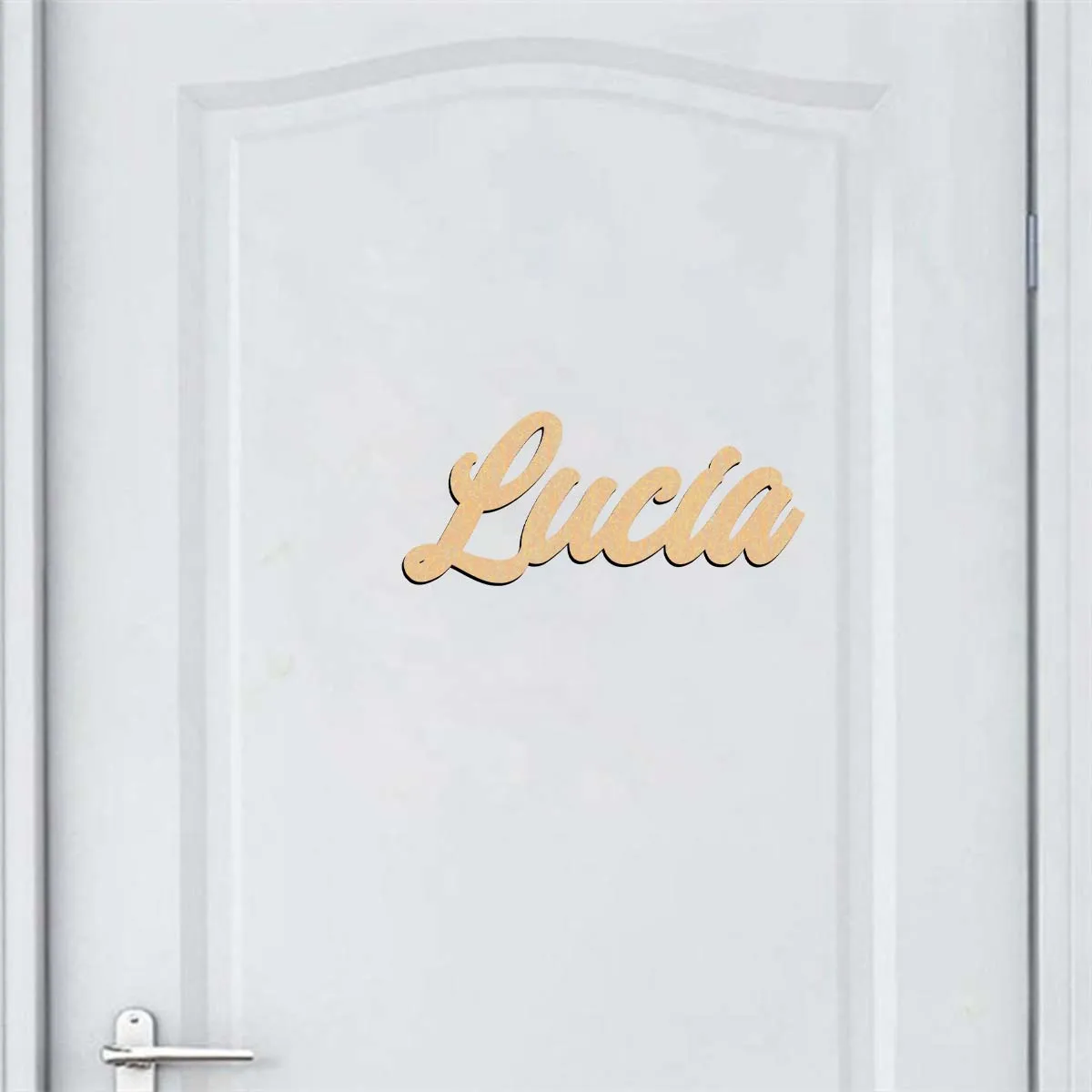Letrero de Madera con Nombre Personalizado, Diseño de Dibujos Animados de Lúcia, Corte Láser, Orientación Vertical, Decoración para Colgar en la Puerta (1 Pieza)