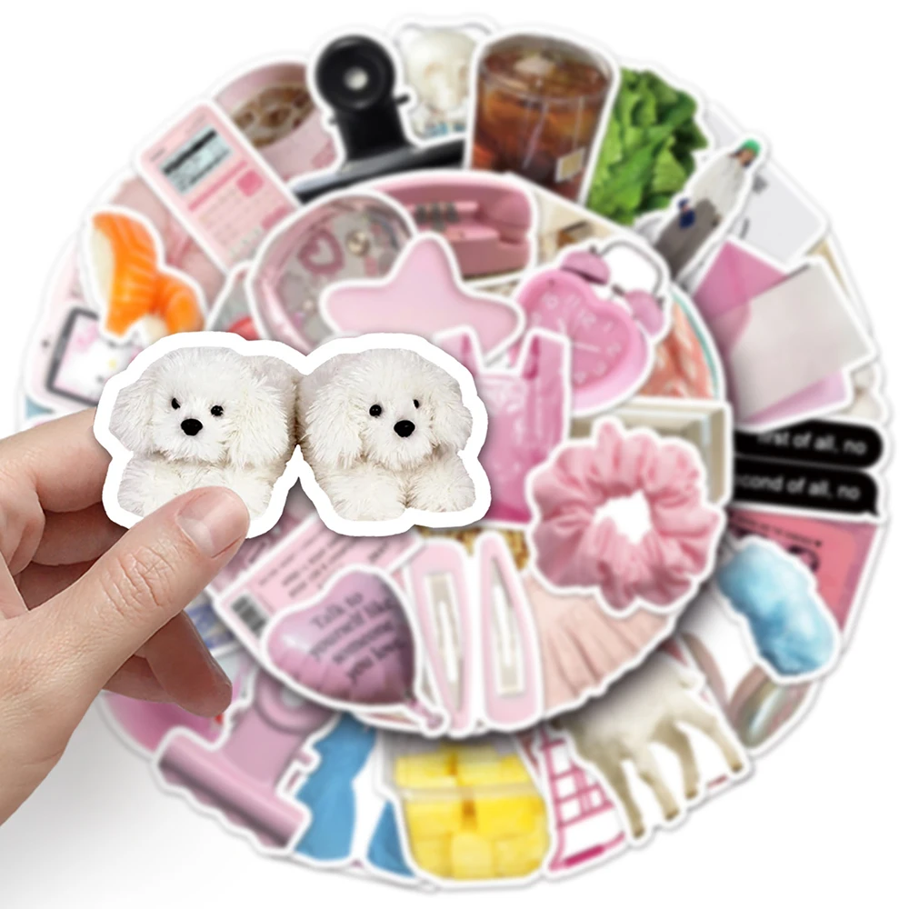 10/30/50pcs Ins Style Cute Pink Cartoon Sticker Simple Korean Decals Graffiti Toys DIY Scrapbook Skateboard Helmet Fridge Bike