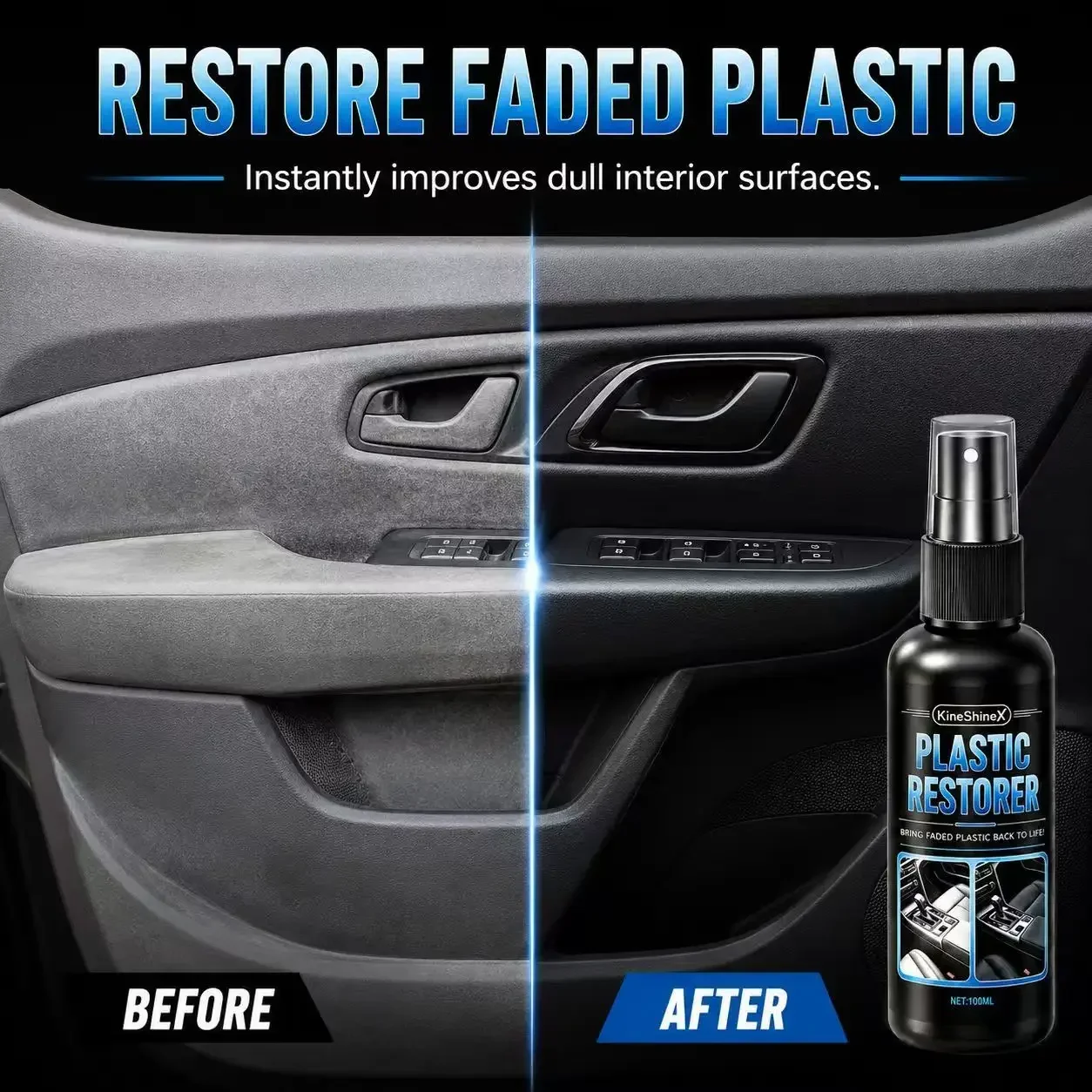 Car Interior Refurbish Spray Plastic & Leather Conditioner Anti Fading Renew Dashboard Surface