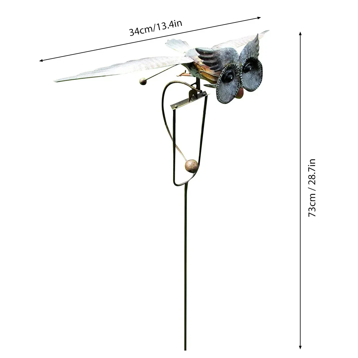 بومة الرياح الدوار لديكور الحدائق ، الجناح الحديدي في الهواء الطلق ، مقاومة الطقس النسر حصة ، تحلق الدوار ، الحياة مثل ، في الهواء الطلق