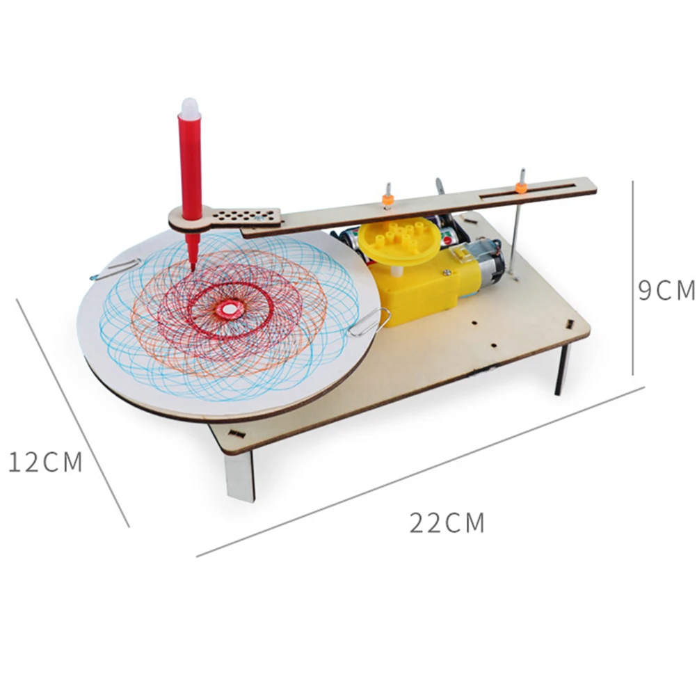 Zestaw do samodzielnego montażu elektrycznego plotera, drewniany model mechaniczny 3D do eksperymentów naukowych i fizycznych dla dzieci, zestaw STEM do samodzielnego montażu wspomagający wczesną naukę.