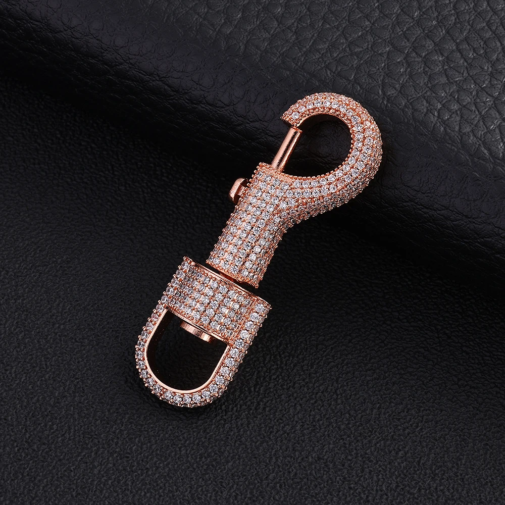NUOYA Wholesale Iced Out Diamond Lobster Clasp 18K Gold Plated Hip Hop Clasp for Necklace Bracelet DIY Jewelry