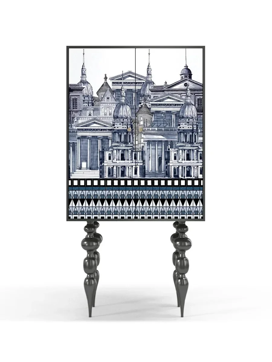 خزانة ملابس مطلية بسيطة كلاسيكية، خزانة تخزين جدارية عالية الساق، خزانة تخزين من الخشب الصلب #1