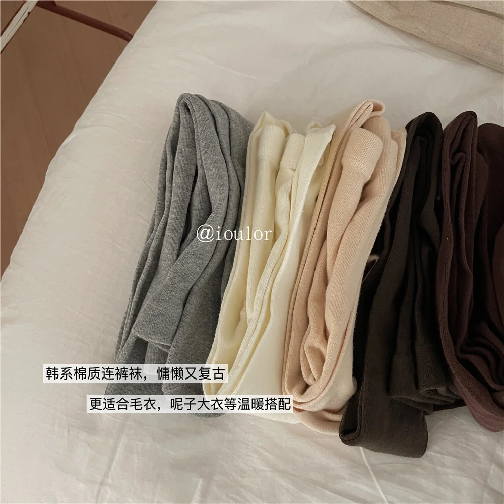 High Quality Solid Color Cotton Women’s Pantyhose Autumn Winter Vintage Breathable Casual Tights Female Korean Fashion Pantyhose