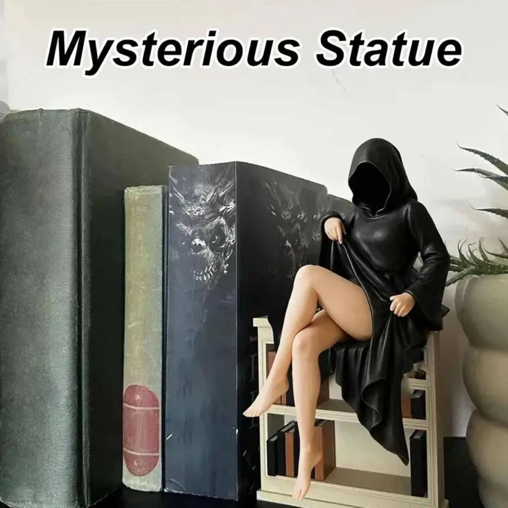 Black Robe Gothic Black Robe Queen Figure Gothic Style Sitting Pose 3D Mysterious Statue PLA Handmade Bookshelf Sculpture