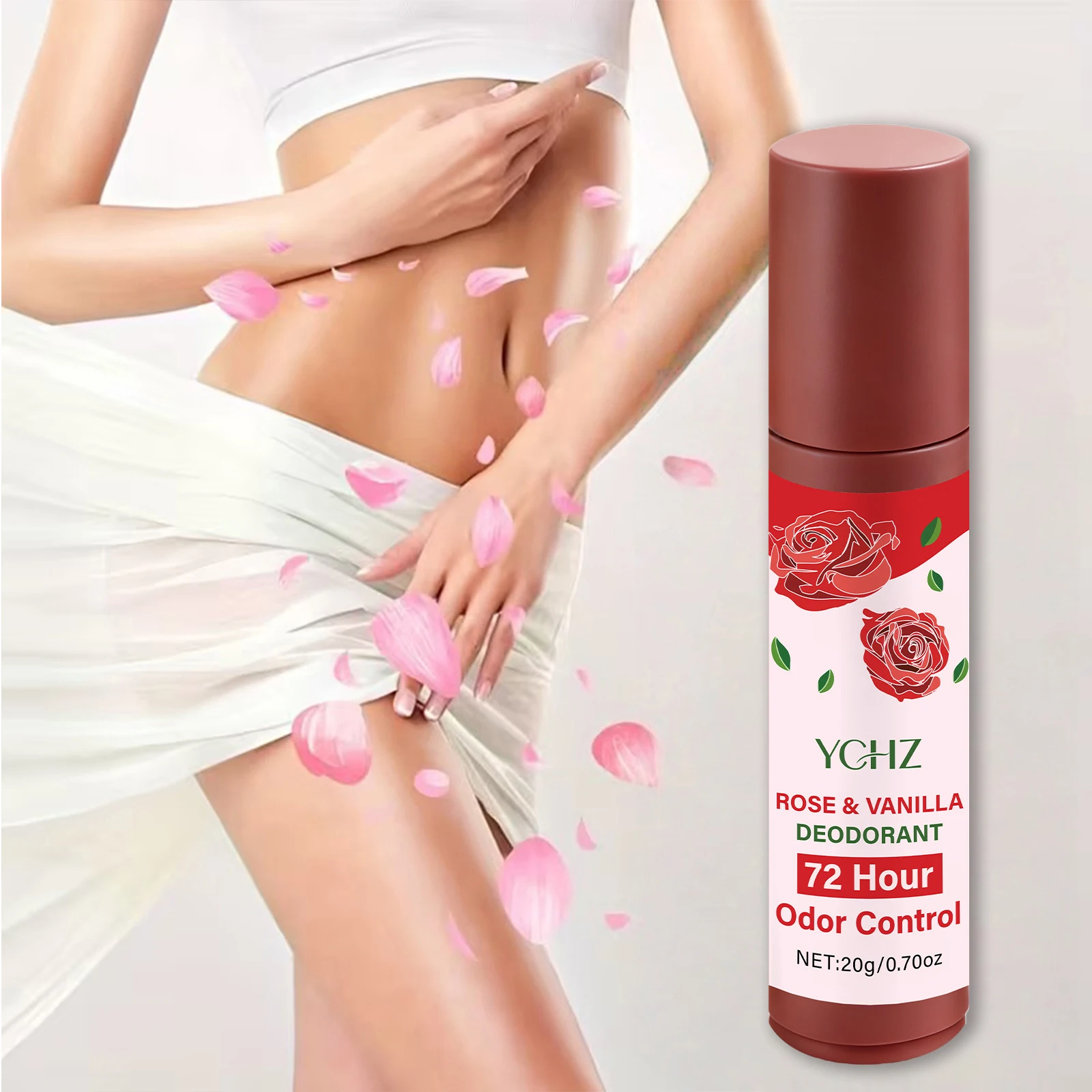 

Rose Vanilla Jasmine Deodorant Roll-On - Plant-Based Ingredients, 72-Hour Long-Lasting Odor Control, Gentle Care, Suitable for Both Men and Women, for Travel or Daily Use