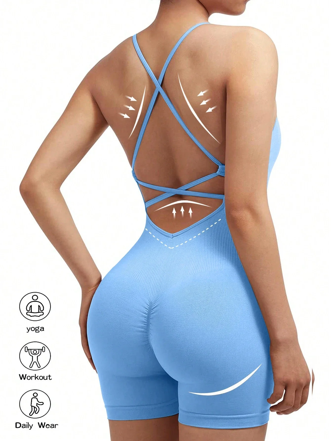 Sport Studio Criss Cross Backless Sports Romper