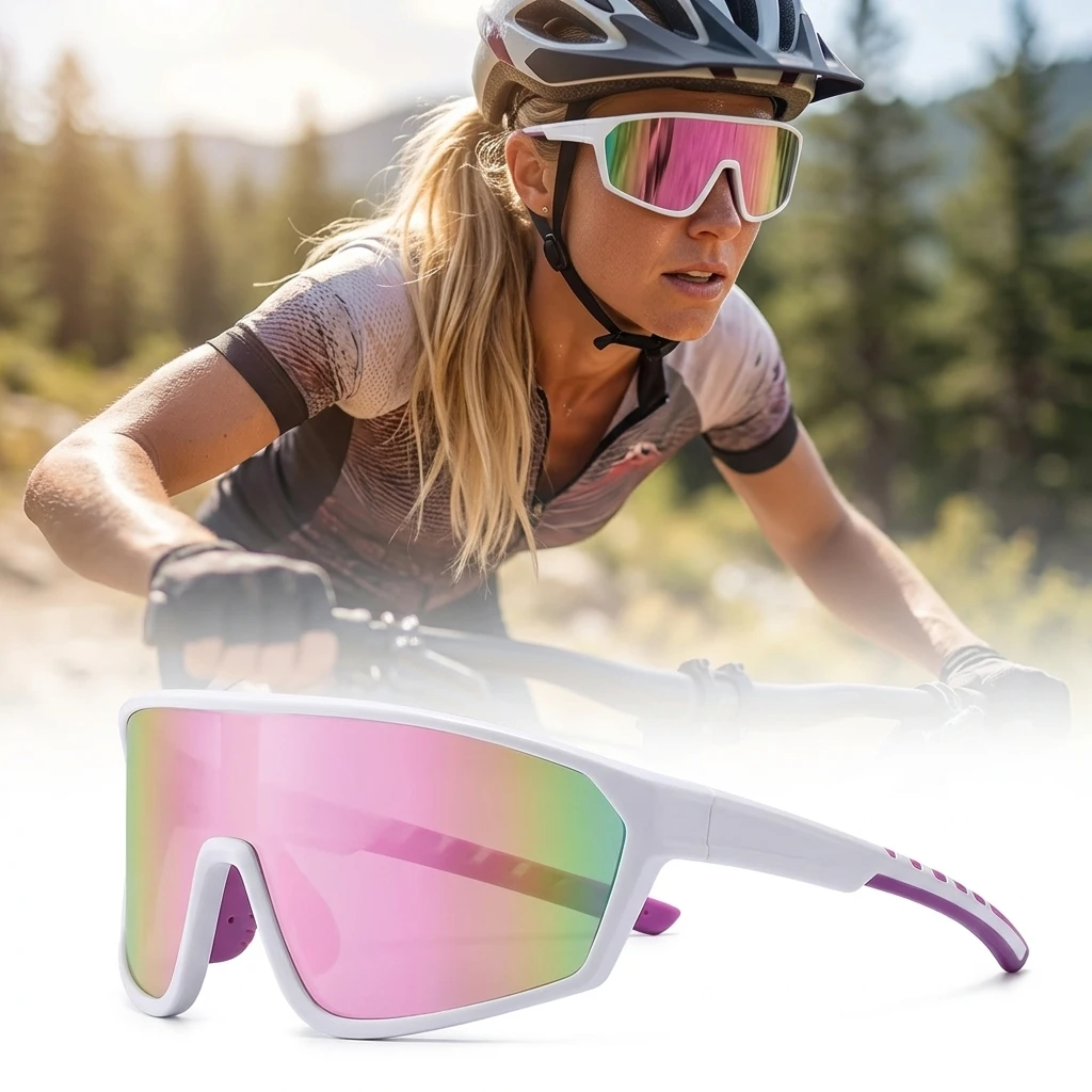 

Polarized Cycling Sunglasses Oversized Shield Sport Glasses UV400 Outdoor Running Bike Goggles Fashion Rainbow Lens Men Women