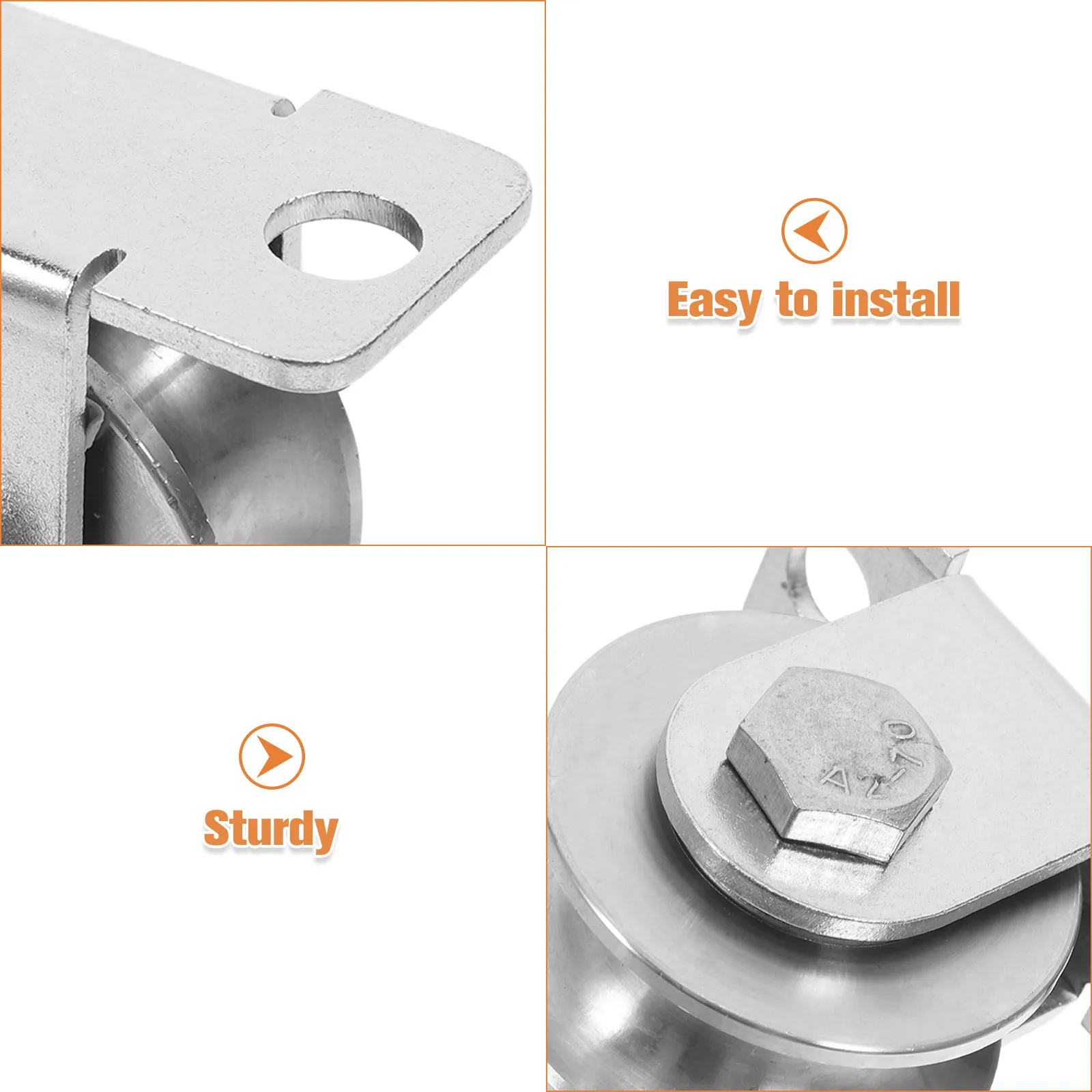 2Pcs Stainless Steel Cable Pulley Wall Mount Smooth Internal Bearing Rope Pulley Wheel for Sliding Doors Lifting Systems Heavy view 6