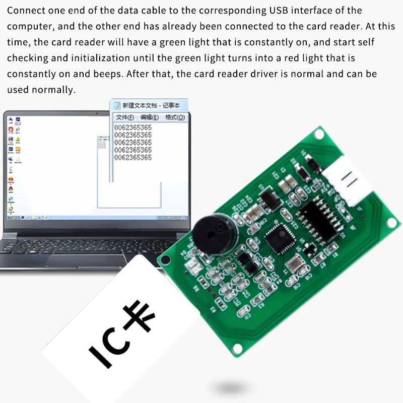 Módulo de emisión de tarjeta de Control de acceso IC de 13,56 MHz, puerto de teclado analógico USB sin controlador identificación de radiofrecuencia RFID