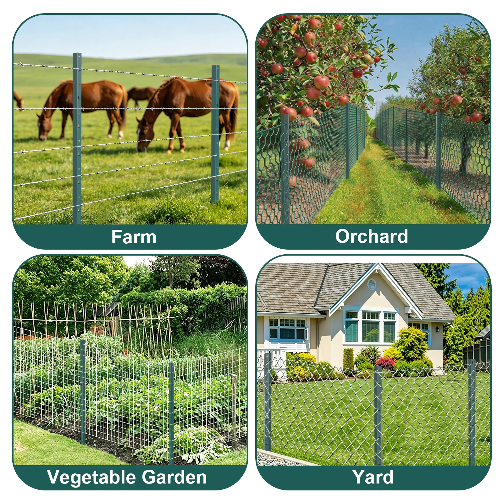 3/5/6/7FT Fence Post, No Dig T-Post Heavy Duty Metal Fence Post Sturdy Steel Fence Stakes for Garden Yard Lawn Farms Outdoor Wire Fencing