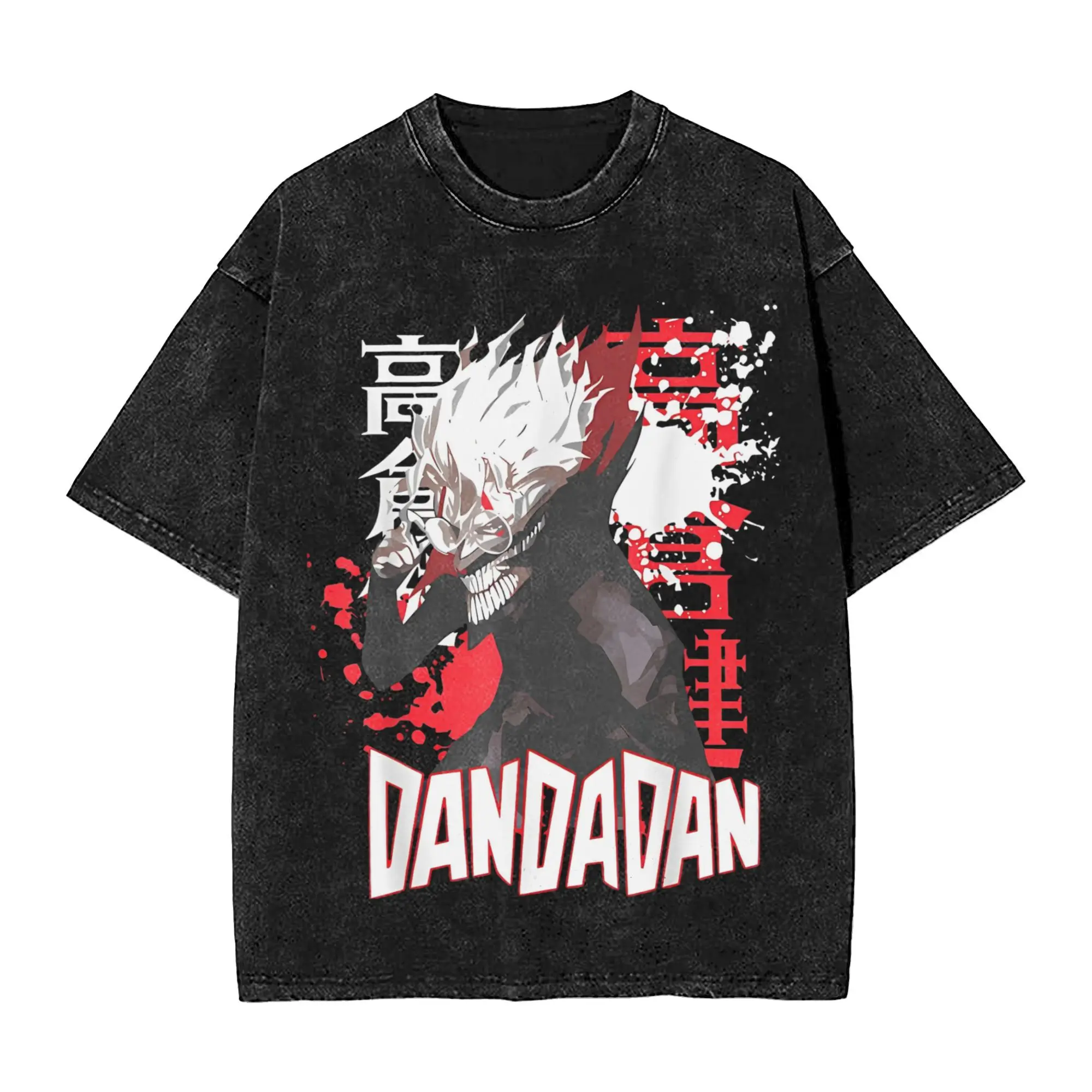 Washed T Shirts Shonen Manga Anime DandaDan Vintage T-Shirts High Street  Streetwear 100% Cotton Printed Tops Tees Men Women