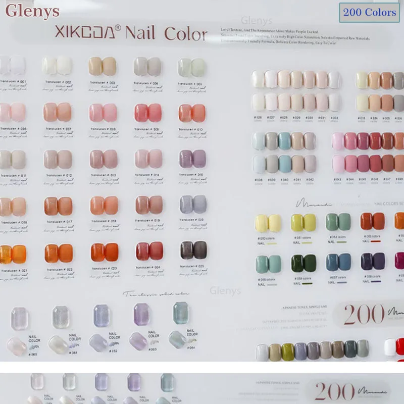 Glenile-Colle de vernis à ongles en gel, différentes bouteilles avec carte de couleurs, ensemble de vernis d'art de salon, 200 couleurs, automne et hiver