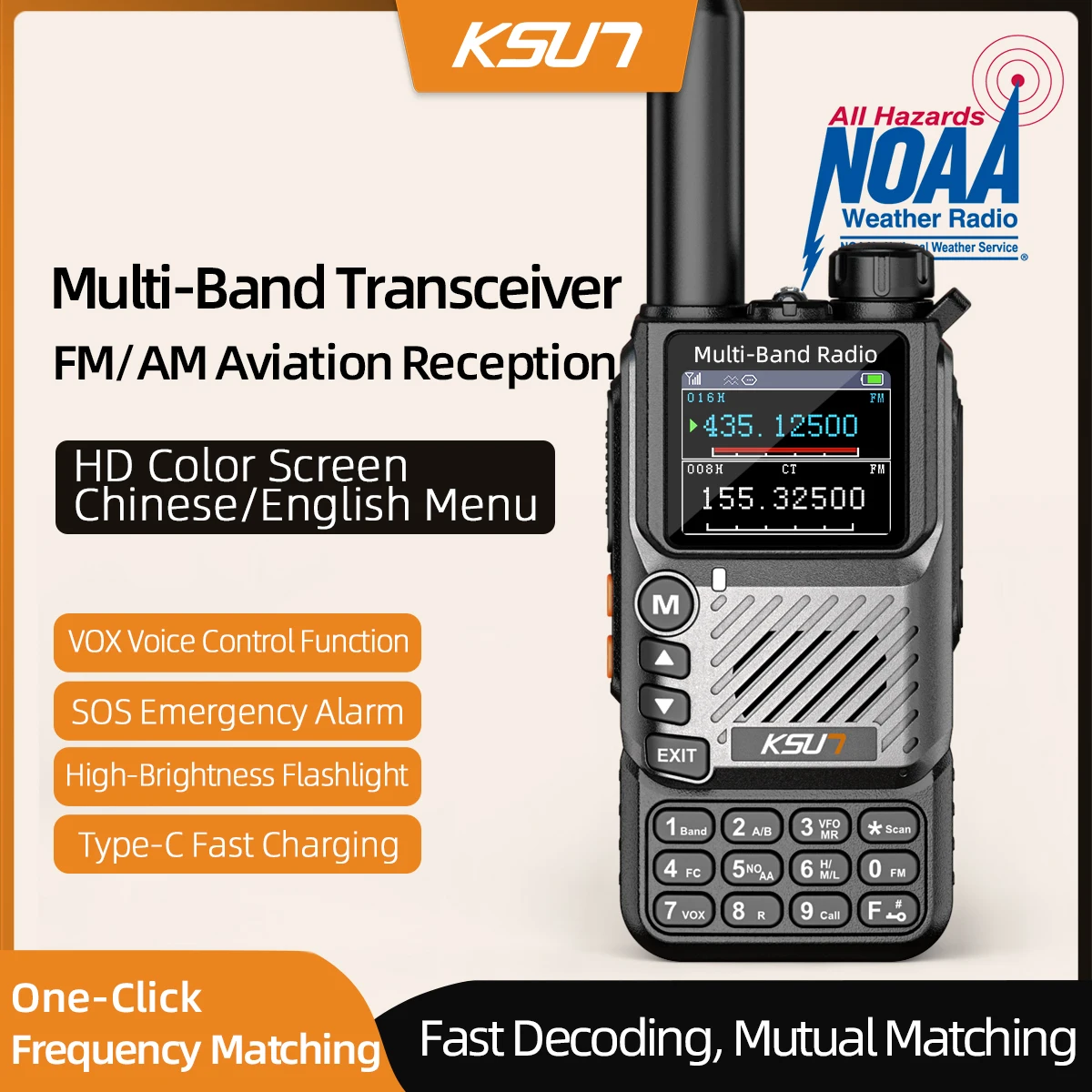 5w-ウォーキートーキー-フルバンド-144-220-350-400-520mhz-エアバンド-fm-ラジオ-type-c-急速充電-懐中電灯-デュアルバンドスタンバイ-ham-アウトドア