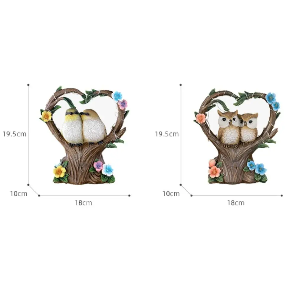 Ornamen Burung Pasangan Resin Kerajinan Tangan, Lampu Taman Hewan Simulasi Lucu Bertenaga Surya Tahan Air, Lampu Halaman Kreatif untuk Lanskap Taman
