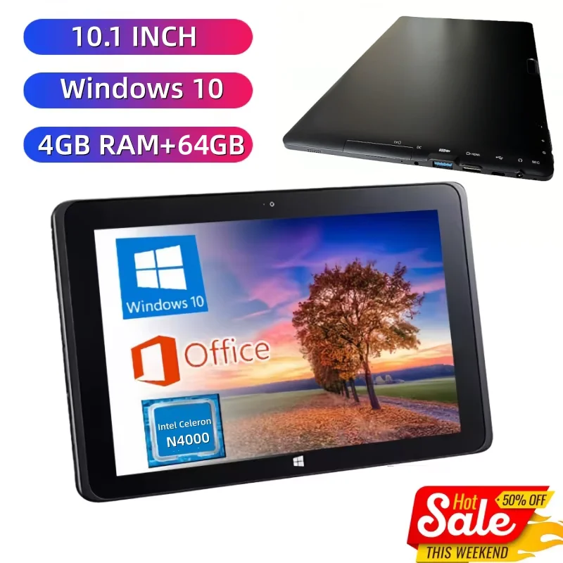 4GB LPDDR4 RAM, 64GB EMMC ROM, 10.1인치, Windows 10 태블릿 PC, Intel Atom X5-Z8300 프로세서, 64비트, HD-MI 포트, 듀얼 카메라, Wi-Fi 지원