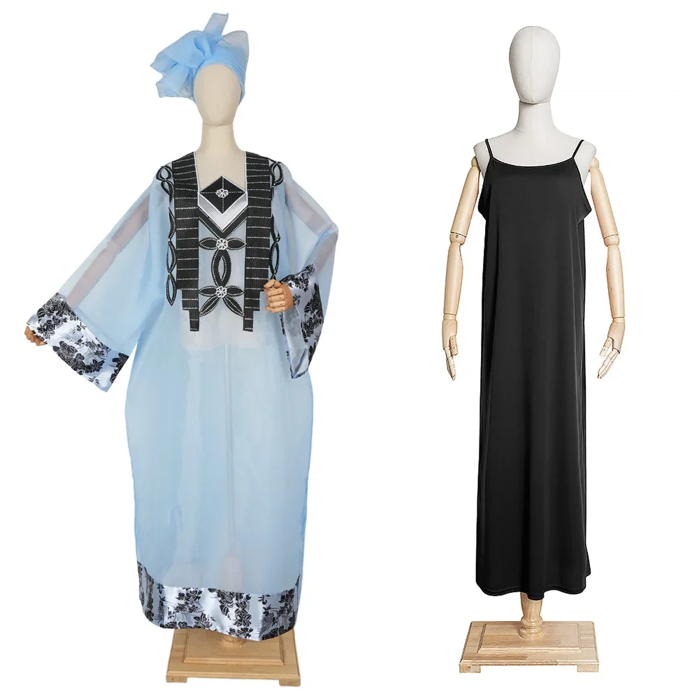 

Silk Dress Loose Embroidery Printed Abaya for Women African Muslim Dress Caftan Marocain Evening Party Dresses Boubou Robe Femme