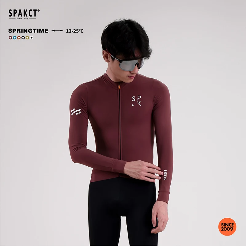 SPAKCT Cycling Suit Men's Spring-Autumn Road Bike Professional Comfortable Long-Sleeved Cycling Suit Warm Clothing