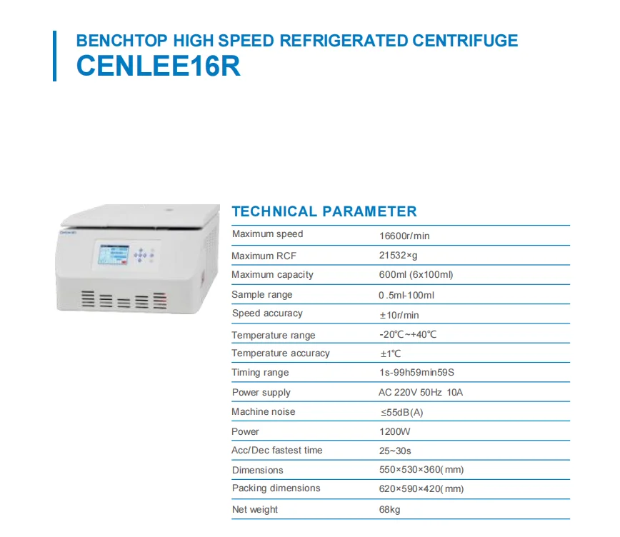 16K/Cenlee 16R Large Capacity Laboratory Benchtop High Speed Refrigerated Centrifuge Fully automatic