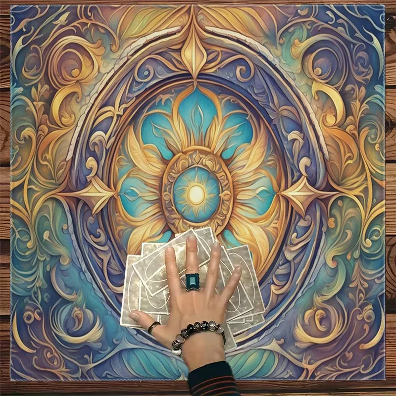 Blue Gold Exquisite Mandala Tablecloth 1 Piece Home Divination Altar Tablecloth